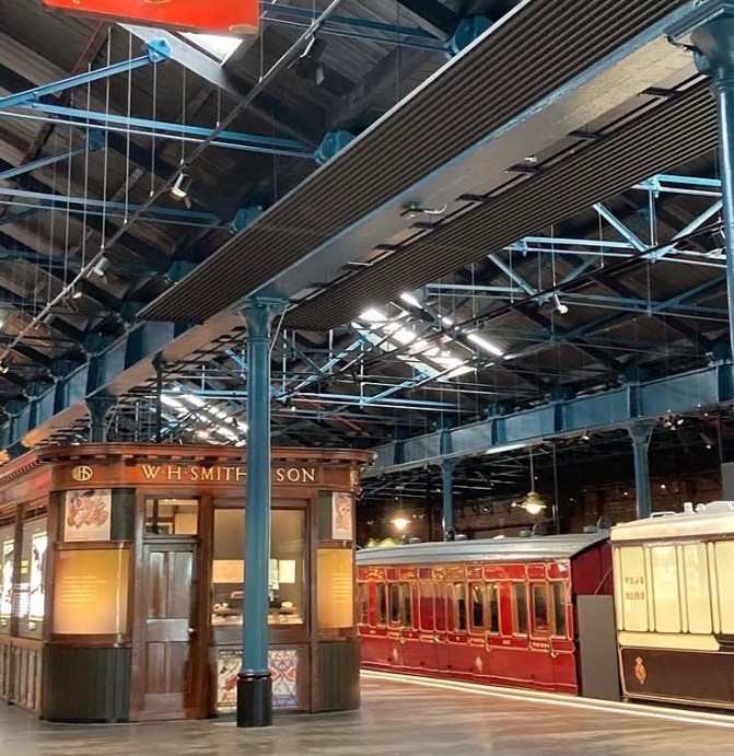 Trains and platform at National Railway Museum